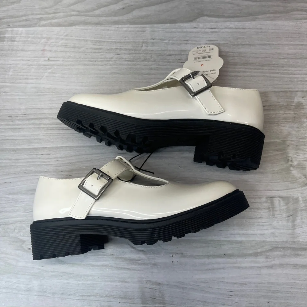 Wonder Nation White Black Soles Mary Jane Girl’s Shoe’s Memory Foam Insoles New